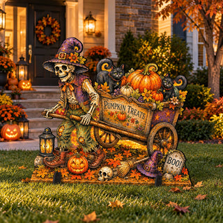 Pumpkin Treats Skeleton Cart Halloween Freestanding Outdoor Decoration by G. Debrekht – 8652907F