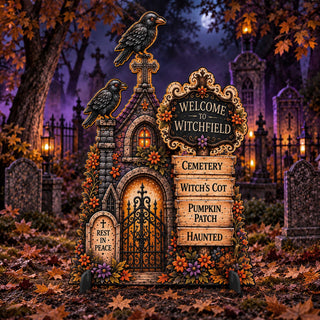 Welcome to Witchfield Halloween Freestanding Outdoor Decoration by G. Debrekht – 8652908F