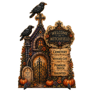 Welcome to Witchfield Halloween Freestanding Outdoor Decoration by G. Debrekht – 8652908F