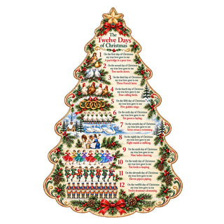 Twelve Days of Christmas Wooden Door Hanger – Christmas Tree Wall & Door Décor by G. Debrekht - 8652910H