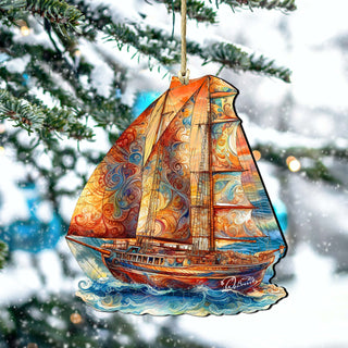 Beach House Décor - Colorful Sailboat Wooden Ornaments by G. Debrekht Coastal Holiday Decor - 8688198