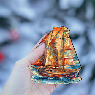 Beach House Décor - Colorful Sailboat Wooden Ornaments by G. Debrekht Coastal Holiday Decor - 8688198
