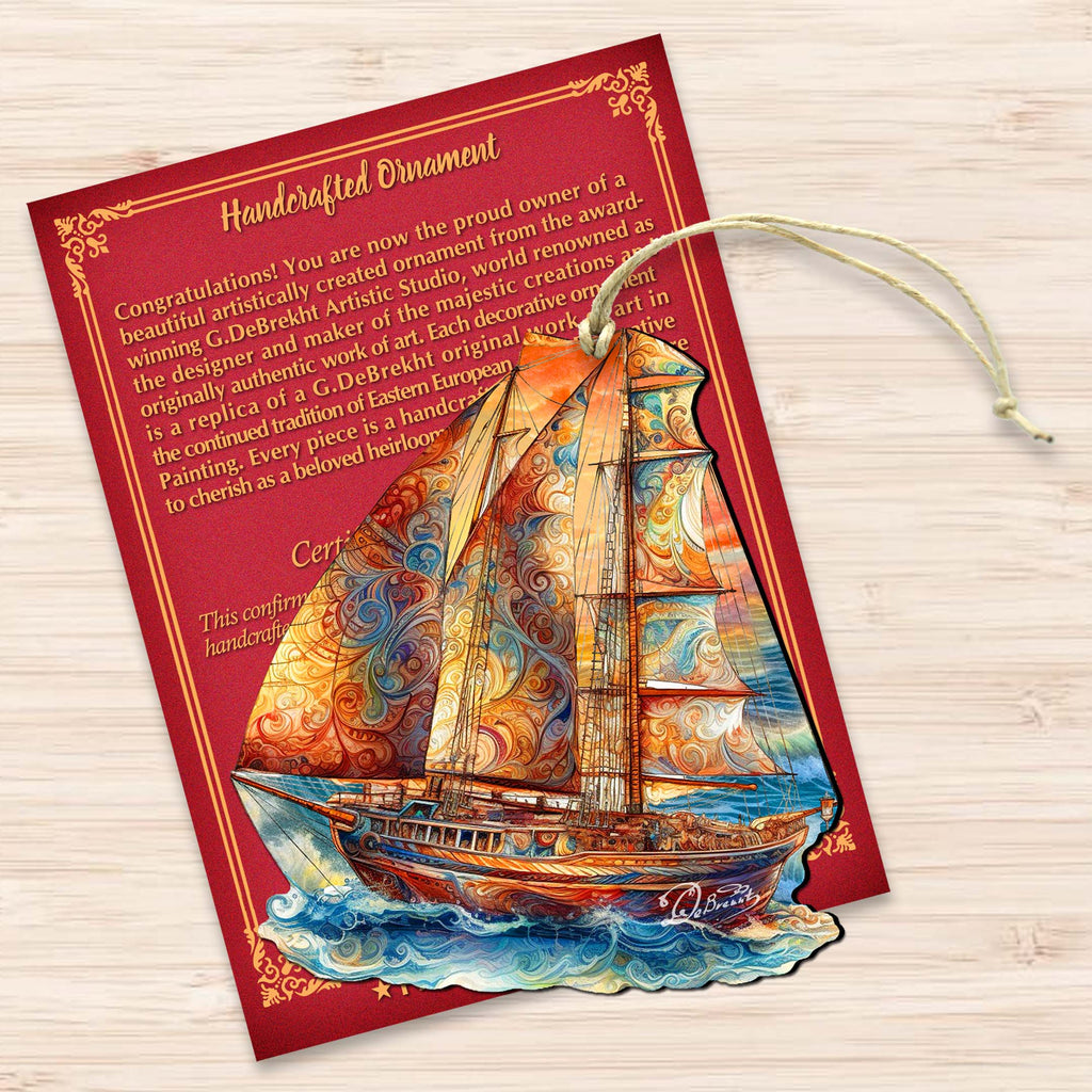 Beach House Décor - Colorful Sailboat Wooden Ornaments by G. Debrekht Coastal Holiday Decor - 8688198