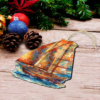 Beach House Décor - Colorful Sailboat Wooden Ornaments by G. Debrekht Coastal Holiday Decor - 8688198