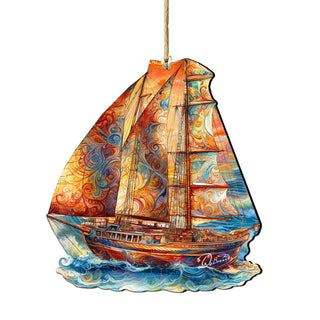 Beach House Décor - Colorful Sailboat Wooden Ornaments by G. Debrekht Coastal Holiday Decor - 8688198