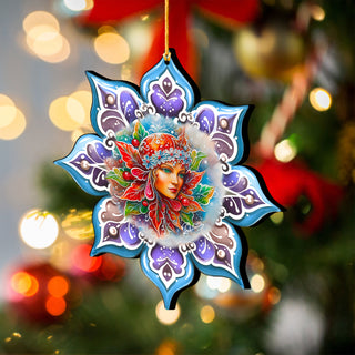 Frosty Fairy Snowflake Wooden Ornaments by G. Debrekht - Christmas Décor - 8688403