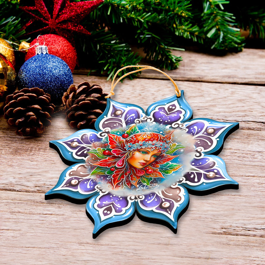 Frosty Fairy Snowflake Wooden Ornaments by G. Debrekht - Christmas Décor - 8688403