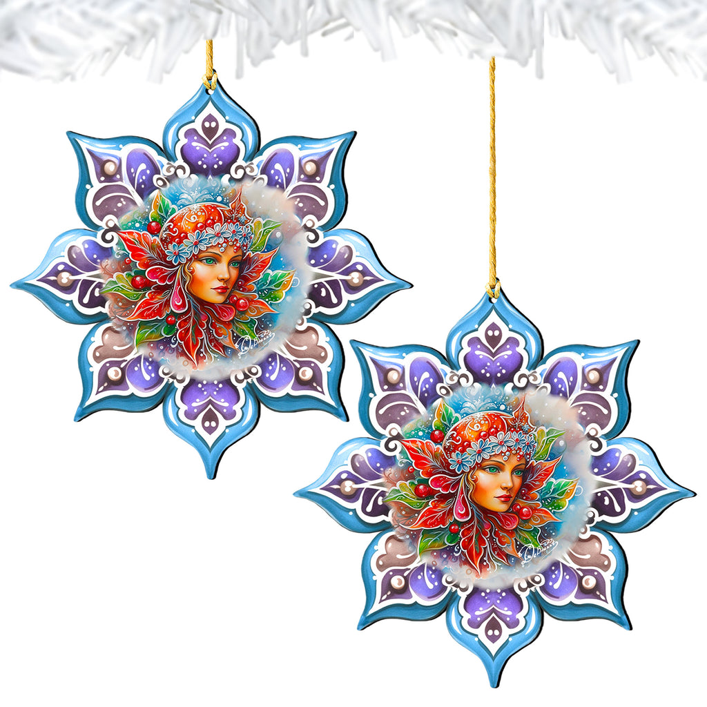 Frosty Fairy Snowflake Wooden Ornaments by G. Debrekht - Christmas Décor - 8688403