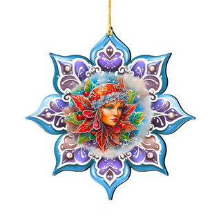 Frosty Fairy Snowflake Wooden Ornaments by G. Debrekht - Christmas Décor - 8688403