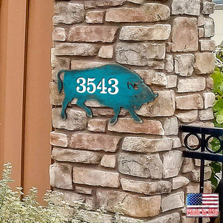 Buffalo Wooden Custom House Number Sign - Nature Wildlife Decor - Handcrafted Wooden Address Sign - MA98226