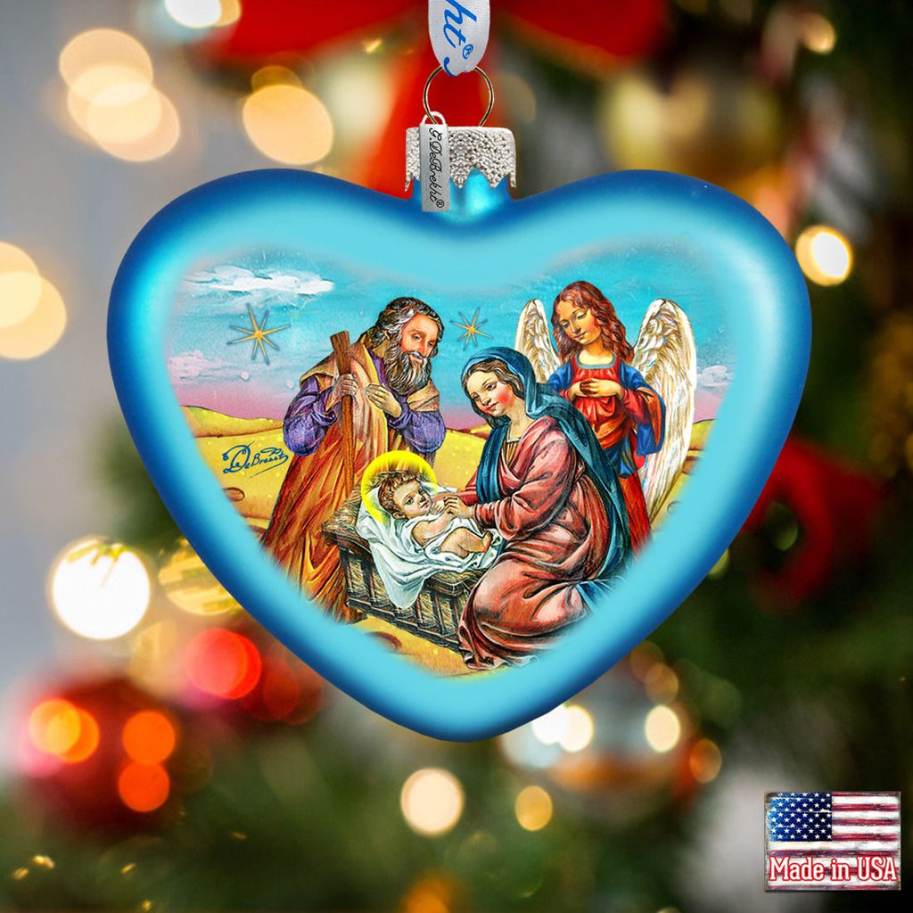 Nativity Heart Glass Ornament by G. DeBrekht - Nativity Holiday Decor - 753-081