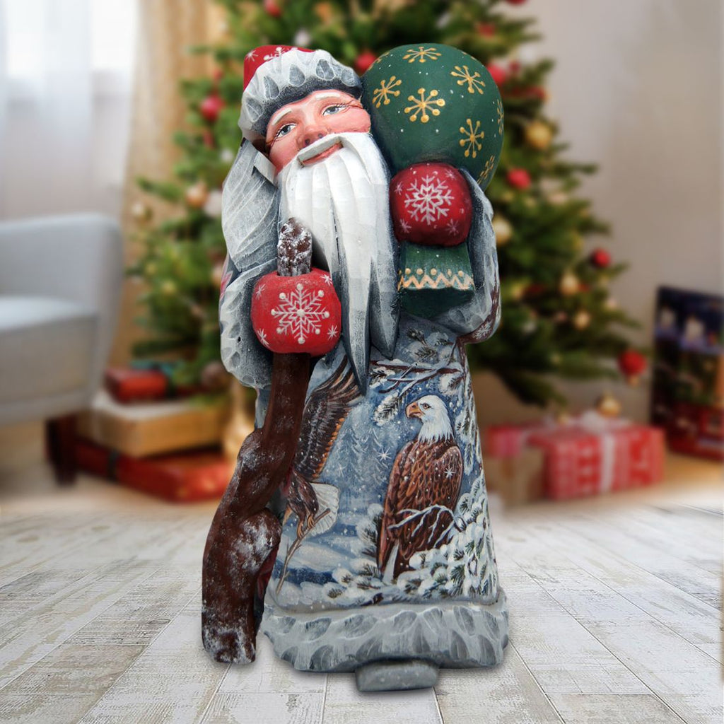 Polar Friends Santa Hand-Painted WOODCARVED Masterpiece by G. DeBrekht - Wildlife Holiday Decor - 8215112-1