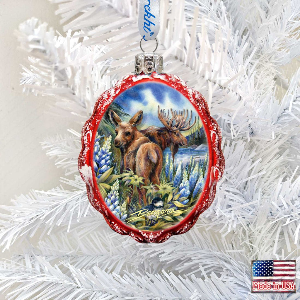 Easily AƒMoosed in Lupine Mercury Glass Ornament by J. Bergsma - Wildlife Holiday Decor - 7783948-JB