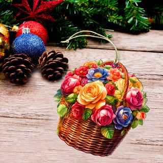 Flowers in the Basket Wooden Ornaments by G. Debrekht - Love Family Decor - 8688316