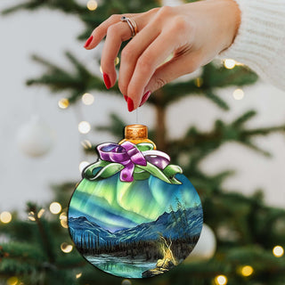 Northern Lights Splendor Wooden Ornaments by G.Debrekht - Wildlife Holiday Décor - 870024