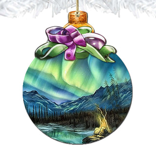 Northern Lights Splendor Wooden Ornaments by G.Debrekht - Wildlife Holiday Décor - 870024