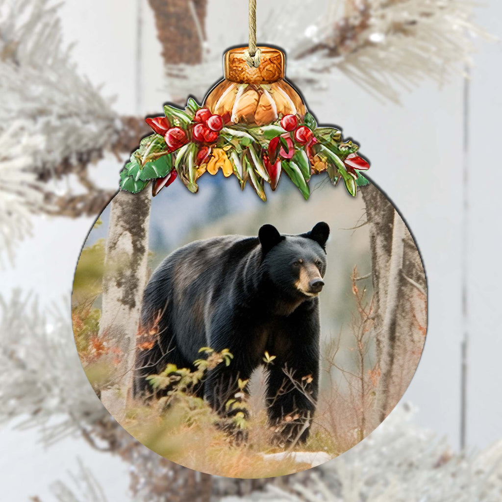 Alaskan Black Bear Adventure Wooden Ornaments by G.Debrekht - Wildlife Holiday Décor - 870033