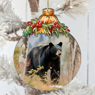 Alaskan Black Bear Adventure Wooden Ornaments by G.Debrekht - Wildlife Holiday Décor - 870033