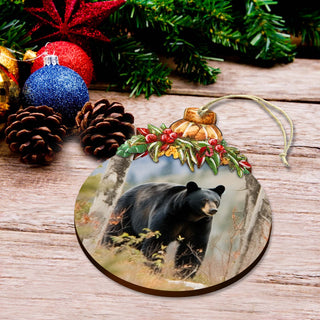 Alaskan Black Bear Adventure Wooden Ornaments by G.Debrekht - Wildlife Holiday Décor - 870033