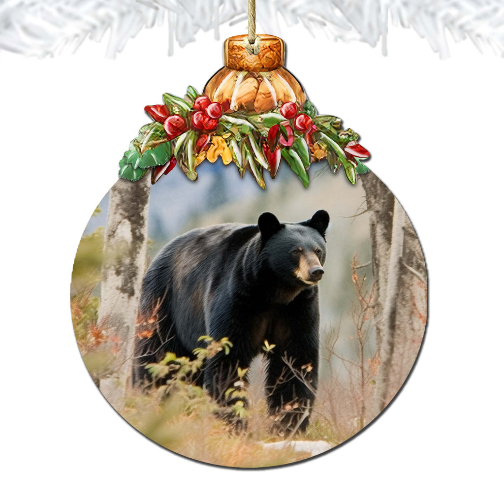 Alaskan Black Bear Adventure Wooden Ornaments by G.Debrekht - Wildlife Holiday Décor - 870033