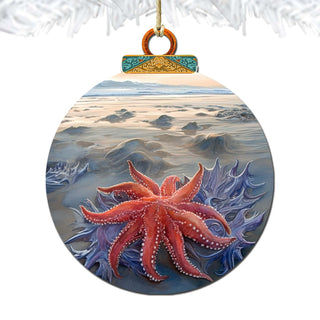 Alaskan Sunflower Sea Star Wooden Ornaments by G.Debrekht - Wildlife Holiday Décor - 870045