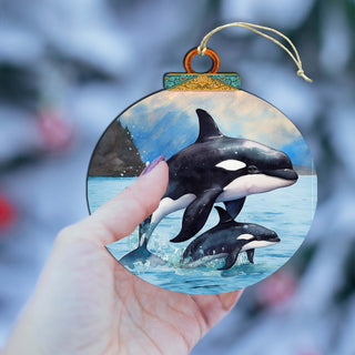Orca's Family Wooden Ornaments by G.Debrekht - Wildlife Holiday Décor - 870052