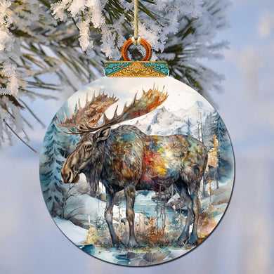 Alaskan Majestic Moose Wooden Ornaments by G.Debrekht - Wildlife Holiday Décor - 870053