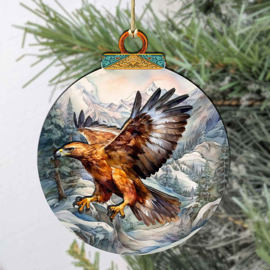 Flying Golden Eagle Wooden Ornaments by G.Debrekht - Wildlife Holiday Décor - 870060