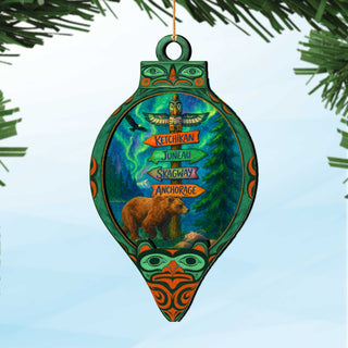 Alaska Bear Totem Wooden Christmas Ornament – Ketchikan Juneau Skagway Anchorage Souvenir by G. DeBrekht – 8701070