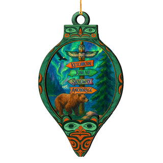 Alaska Bear Totem Wooden Christmas Ornament – Ketchikan Juneau Skagway Anchorage Souvenir by G. DeBrekht – 8701070