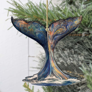 Humpback Whale Tail Wooden Ornaments by G.Debrekht - Wildlife Holiday Décor - 8710104-1