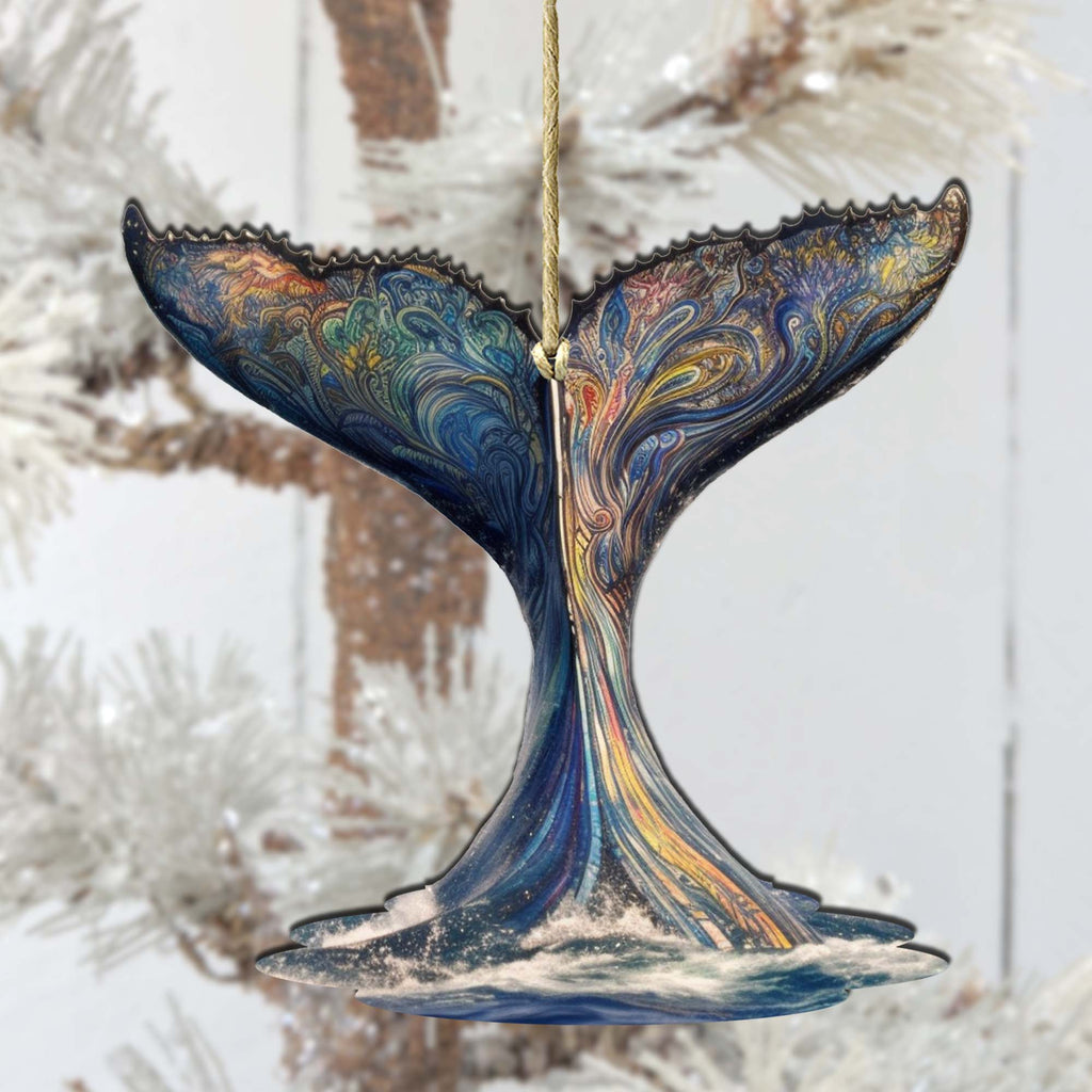 Humpback Whale Tail Wooden Ornaments by G.Debrekht - Wildlife Holiday Décor - 8710104-1