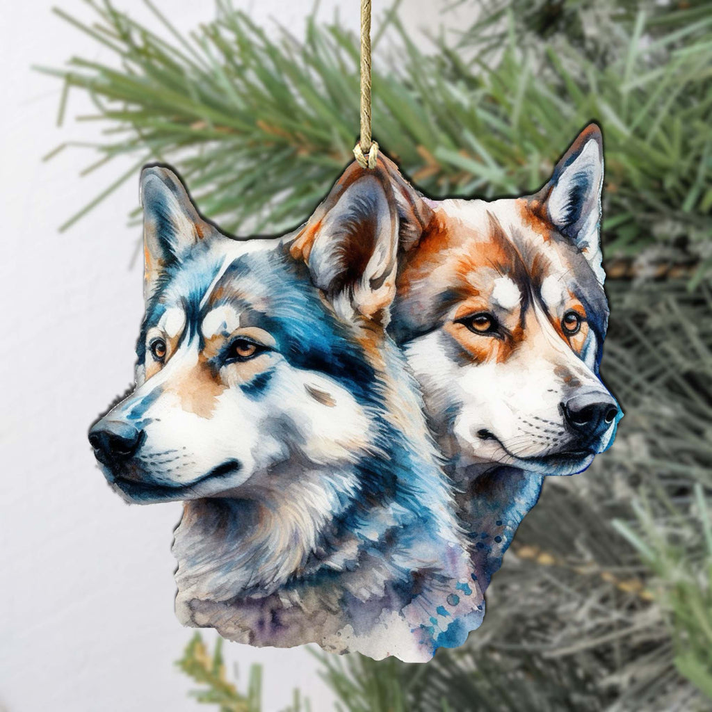 Alaskan Wolves Wooden Ornaments by G.Debrekht - Wildlife Holiday Décor - 8710115-2