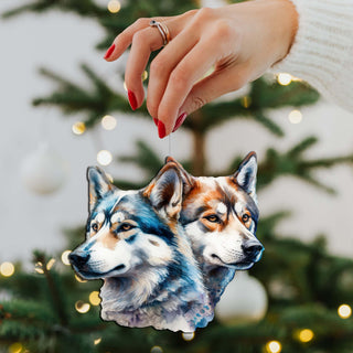 Alaskan Wolves Wooden Ornaments by G.Debrekht - Wildlife Holiday Décor - 8710115-2
