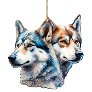 Alaskan Wolves Wooden Ornaments by G.Debrekht - Wildlife Holiday Décor - 8710115-2