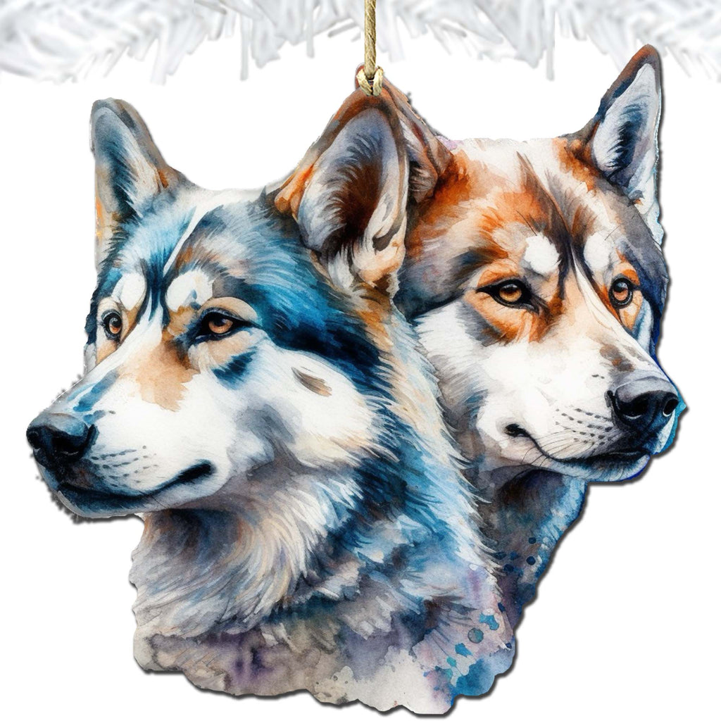 Alaskan Wolves Wooden Ornaments by G.Debrekht - Wildlife Holiday Décor - 8710115-2