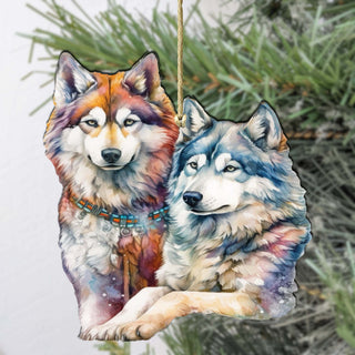 Mysterious Wolves Wooden Ornaments by G.Debrekht - Wildlife Holiday Décor - 8710115-3