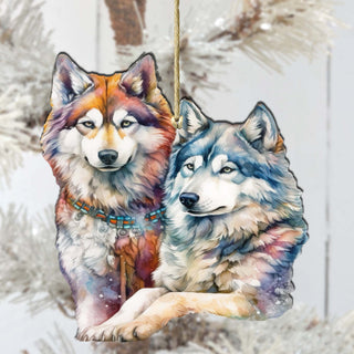 Mysterious Wolves Wooden Ornaments by G.Debrekht - Wildlife Holiday Décor - 8710115-3