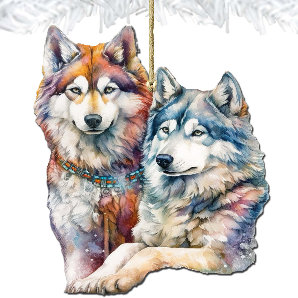 Mysterious Wolves Wooden Ornaments by G.Debrekht - Wildlife Holiday Décor - 8710115-3