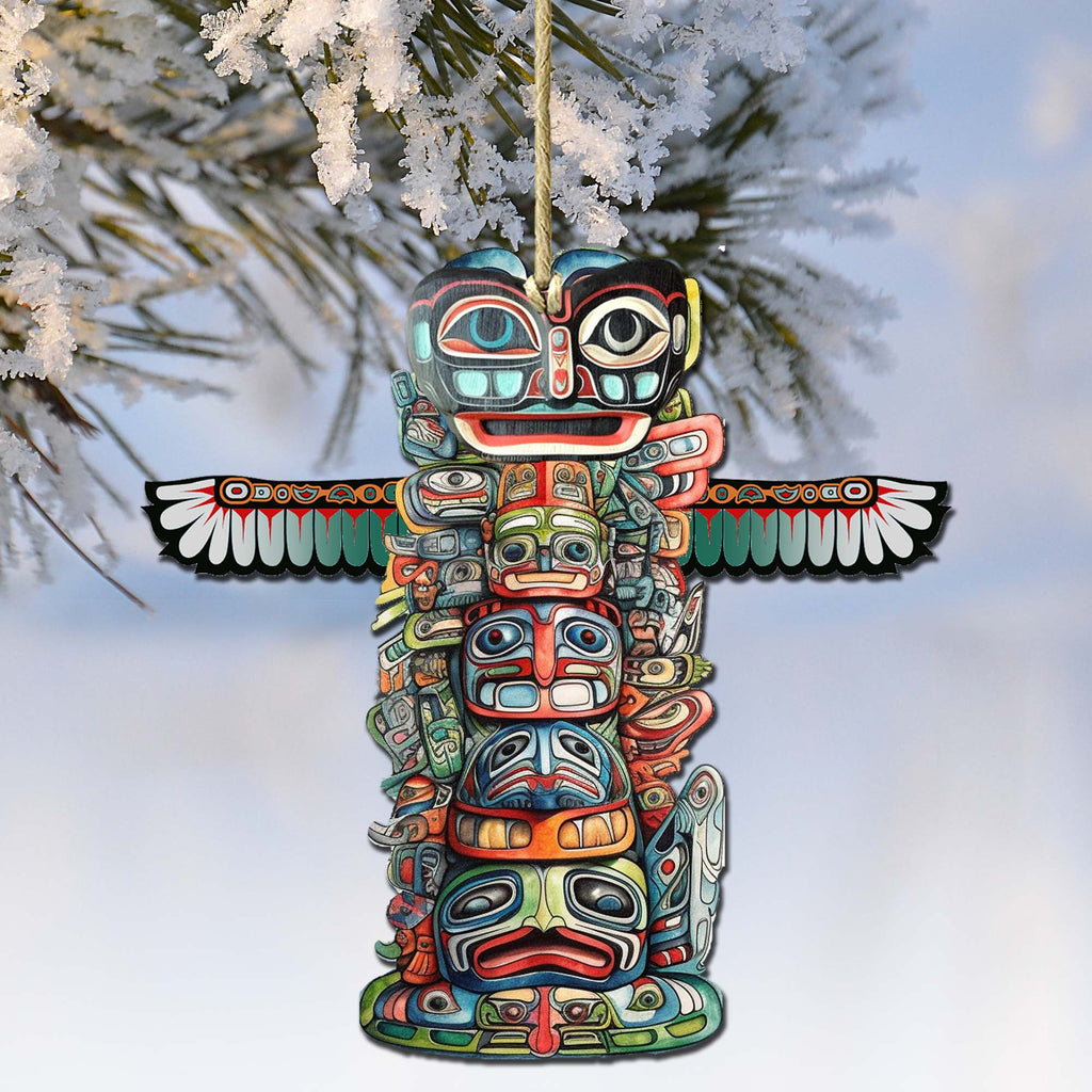 Spiritual Totem Pole Wooden Ornaments by G.Debrekht - Wildlife Holiday Décor - 8710117-3