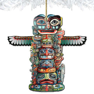 Spiritual Totem Pole Wooden Ornaments by G.Debrekht - Wildlife Holiday Décor - 8710117-3