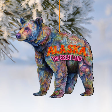Alaska Bear Wooden Ornament – “The Great Land” Keepsake Decor by G. DeBrekht - Wildlife Holiday Décor - 8710129