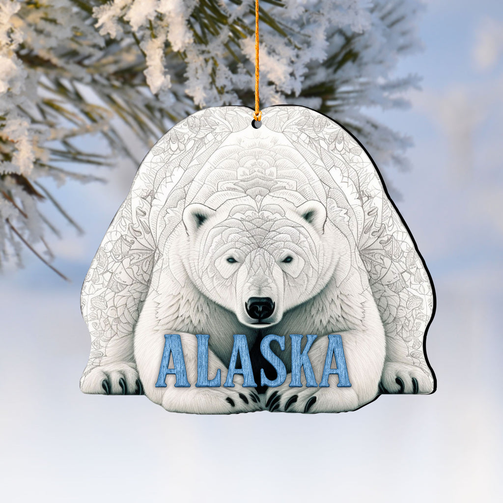 Alaska Polar Bear Wooden Ornament – “The Great Land” Keepsake Decor by G. DeBrekht - Wildlife Holiday Décor - 8710136
