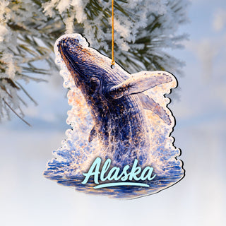 Alaska Humpback Whale Wooden Ornament – “The Great Land” Keepsake Decor by G. DeBrekht - Wildlife Holiday Décor - 8710143
