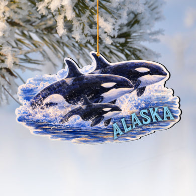 Alaska Orca Family Keepsake Wooden Ornament – “The Great Land” Keepsake Decor by G. DeBrekht - Wildlife Holiday Décor - 8710145