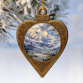 Denali National Park Keepsake Wooden Ornament – Alaska Mountain Heart Decor by G. DeBrekht - Wildlife Holiday Décor - 8710146