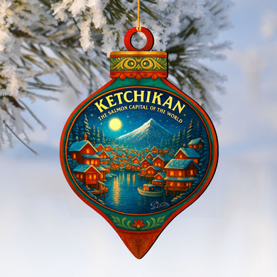 Ketchikan Alaska Wooden Christmas Ornament – Salmon Capital Holiday Keepsake – 8710154