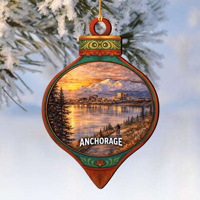 Anchorage Coastal Sunset Wooden Ornament – The Great Land Wildlife Décor by G. DeBrekht - Wildlife Holiday Décor - 8710168