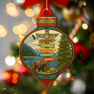 Northern Harbor Signpost Wooden Ornament – Wildlife Décor by G. DeBrekht - Wildlife Holiday Décor - 8710172