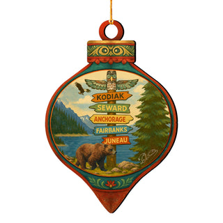 Northern Harbor Signpost Wooden Ornament – Wildlife Décor by G. DeBrekht - Wildlife Holiday Décor - 8710172